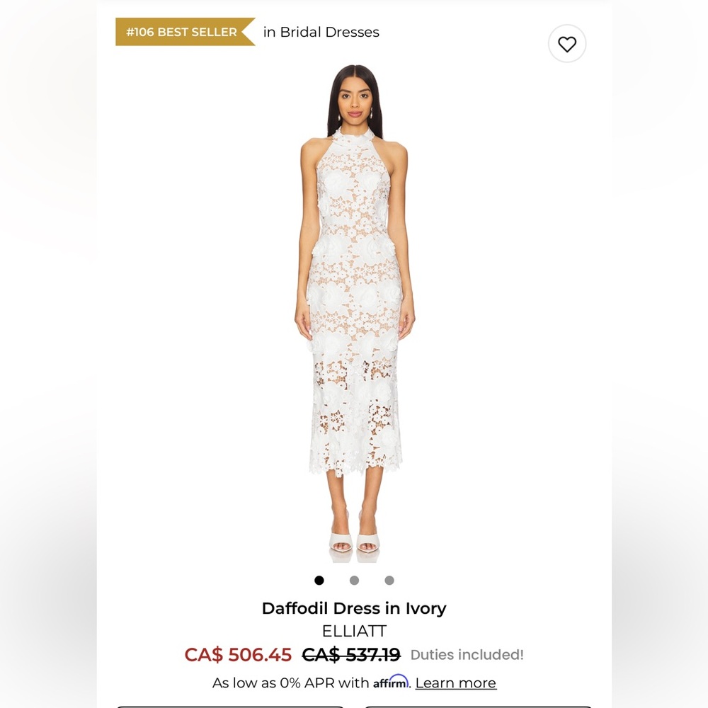 Elliatt Daffodil Dress in Ivory Size XS